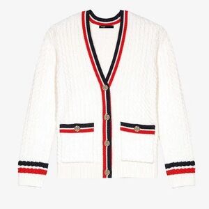 Maje Medhi Cable Knit Cardigan Sweater